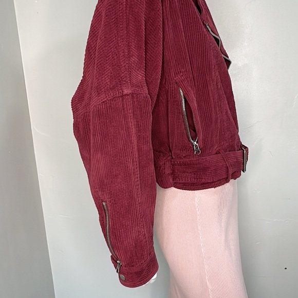 Free People Dolman Corduroy Jacket - Color: Merlot Bomber Jacket Sz M - Picture 8 of 16